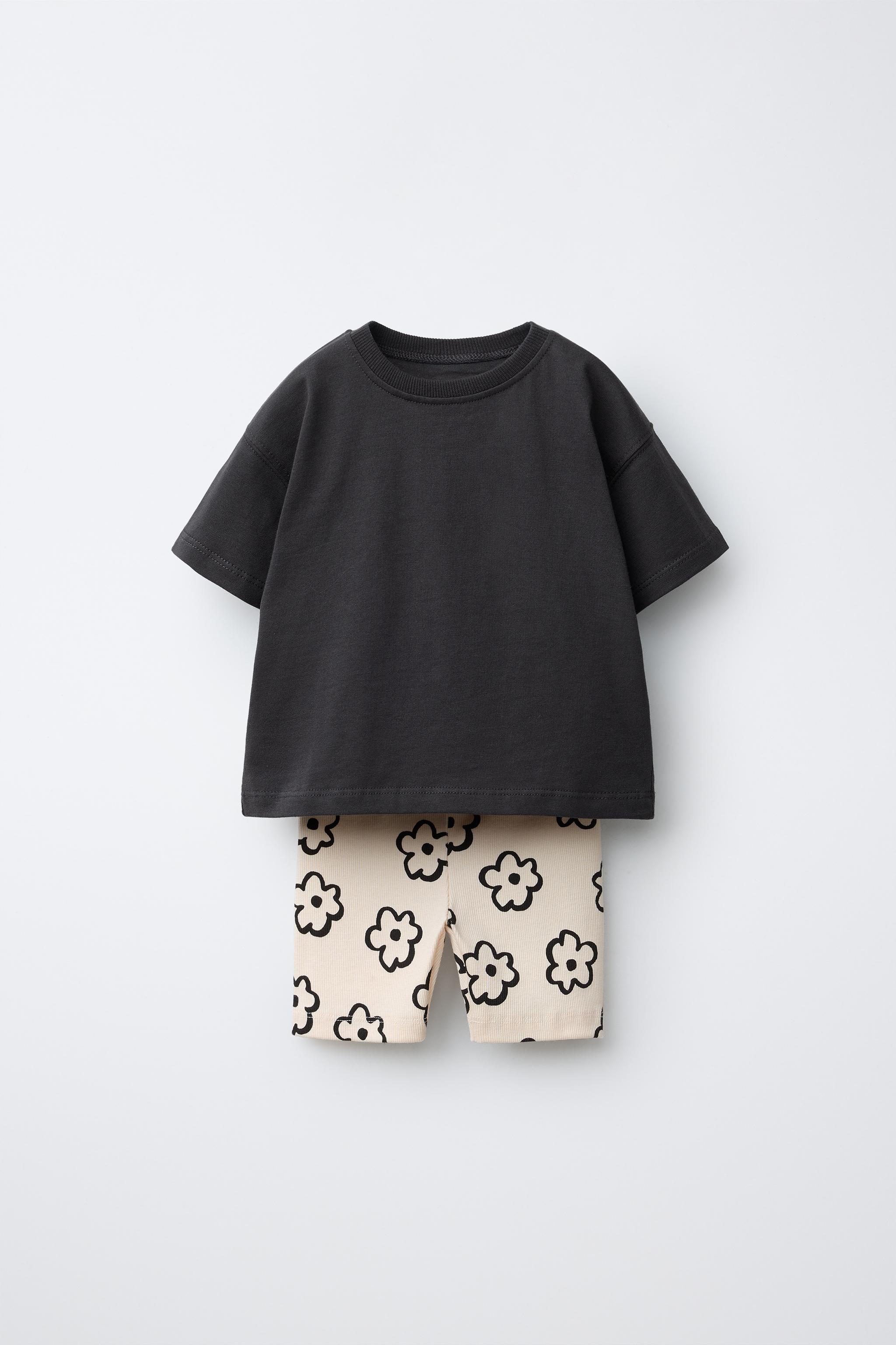 PRINTED T-SHIRT AND CYCLING LEGGINGS SET